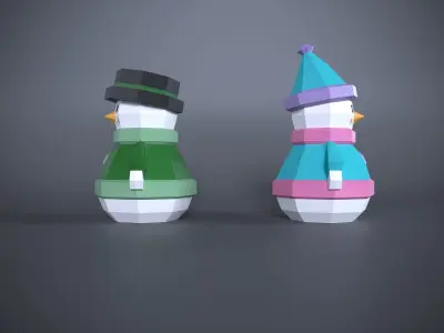 Low Poly  Snowman Model Origami 3D print model 3D print model 3D print model