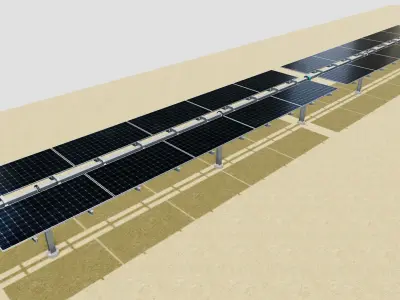 Solar Tracker Table 2x5x2-55-0-55 Degree 3D model