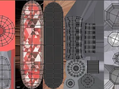 Skateboard hanging in air 3D model