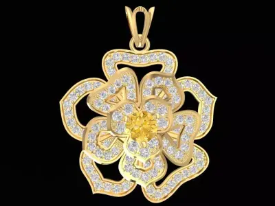 Luxury Flower Diamond Pendant Jewelry  2768 3D print model