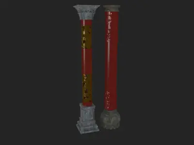Chinese style pillars  Low-poly 3D model