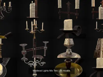 Medieval Lights Mix Two 3D Model Collection