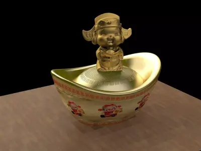 Chinese gold Ingot  3D model get