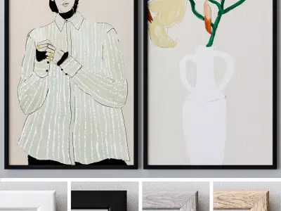 Set of large wall paintings 505 3D model