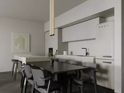 Modern living room dining room interior scenes 569 3D model