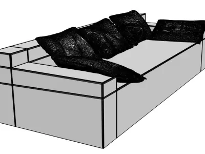 Dark cushions for a sofa 3D model