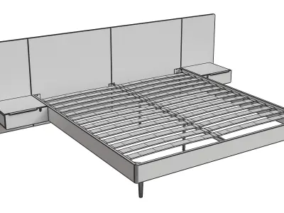 Ava Wood King Bed Low-poly 3D model