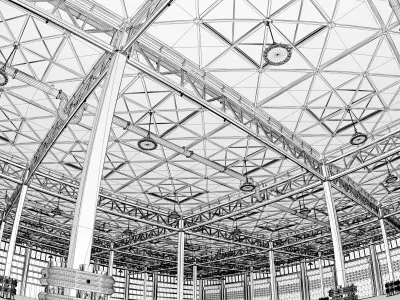 High Detail Industrial Warehouse - C4D Octane 3D model