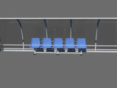 Football Soccer Reserve Bench Low-poly 3D model