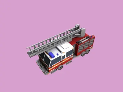 Lowpoly Fire Truck Low-poly 3D model
