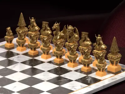 Gothic Fantasy Chess Pieces Set of 6 - Demons Dragons 3D STL 3D print model