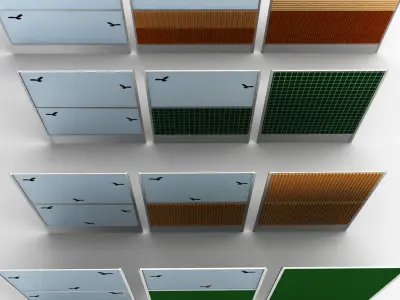 Road car noise barrier set 3D model