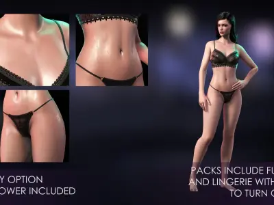 Streetwear Girl 1-7 - Casual Wear Girls Pack 3 Game-Ready Low-poly 3D model