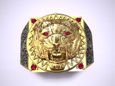 Men Tiger Gift  Ring 3D print model