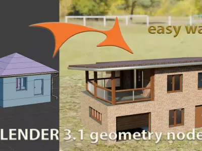 House simply Geometry nodes Blender 3 Low-poly 3D model
