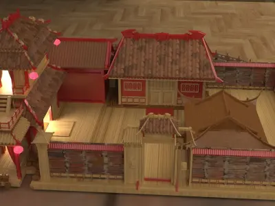 Chinese ancient courtyard house  3D model