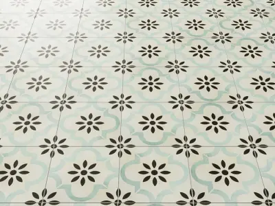 Bella Mori 9x9 Porcelain Tile White Black Encaustic 3D model