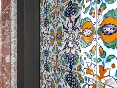 Marble look fireplace Low-poly 3D model