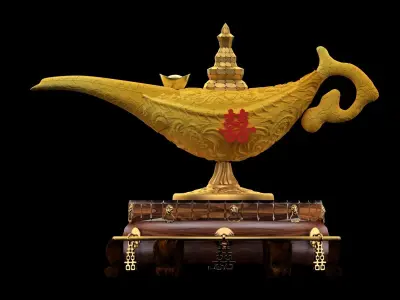 Chinese magic lamp with yuanbao 3D model
