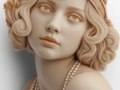 Bas-relief plaque of a beautiful girl 3D model