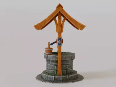 Stylized Medieval Water Well Low-poly 3D model
