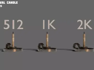 Medieval Candle Free game ready Asset Free low-poly 3D model
