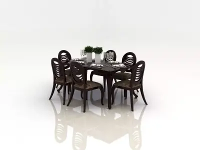table dining and chairs 3D model