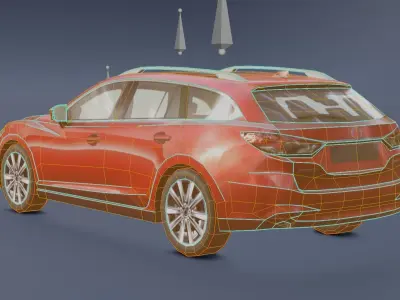 Lowpoly Realistic Mazda 6 wagon Low-poly 3D model
