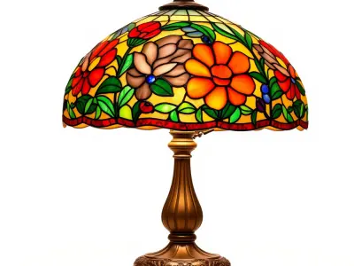 Art Nouveau Stained Glass Lamp Model Pack Low-poly 3D model