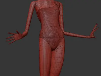 Woman Swimsuit VS One Shoulder One-piece 3D model