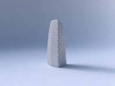 Vase curved tipping triangle with diagonal grid dents 3D print model