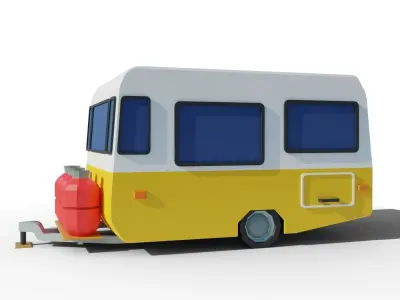 Caravan camper trailer with propane tanks Low-poly 3D model