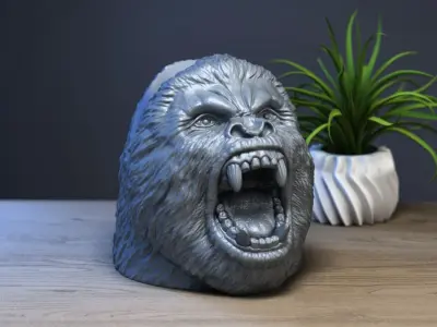Gorilla scream head Ps5 controller stand 3D print model