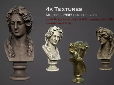 Head of Bacchus Low-poly 3D model