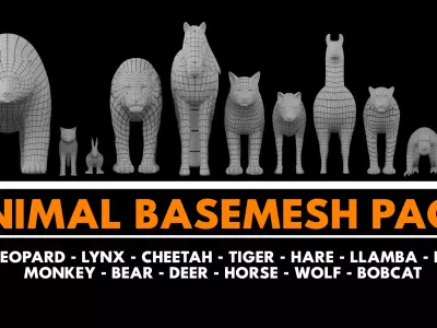 Animal Basemesh Pack - 13 base meshes 3D model