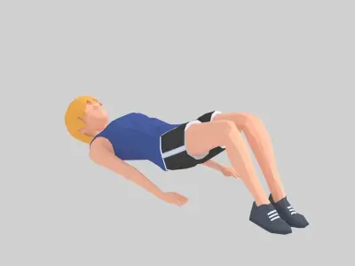 But Up  Exercise Woman Animation Low-poly 3D model