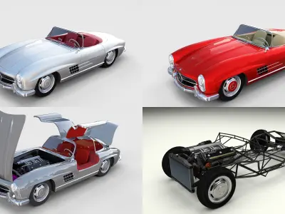 Mercedes 300SL with chassis Pack 3D model