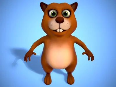 cartoon beaver Low-poly 3D model