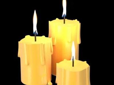 Candels three burning candles 3D model