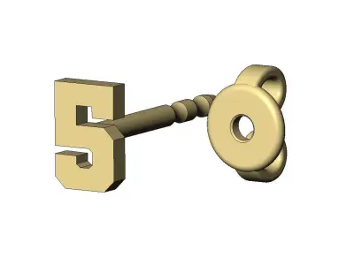 5 five number varsity font stud earring 3D print model