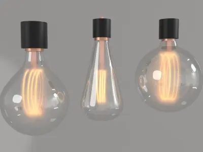 Set of lamps and bulbs 3D model