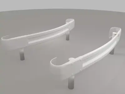 Guardrail curved - japanese - high poly 3D model