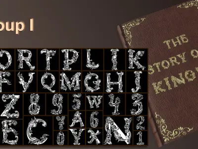 108 Ornamental Alphabet and Number Brush  Alpha 3D model Vol 5  3D model