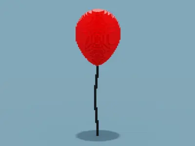 Voxel Red Balloon Low-poly 3D model