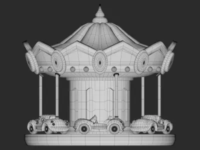 Cartoon Carousel Low-poly 3D model