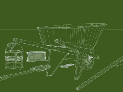 Garden tool set - classic 3D model