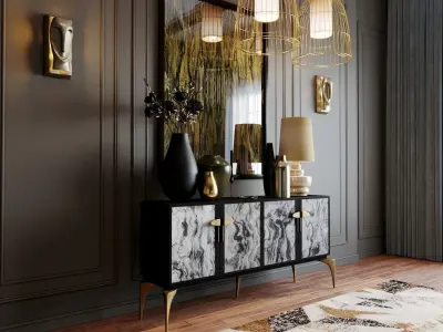 Sideboard with decor 3D model