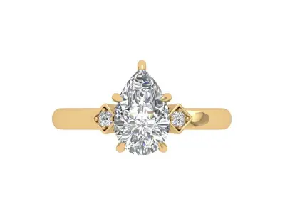 Pear 3 Stone Ring 3D print model