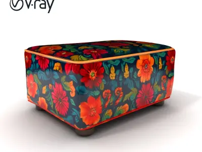 Floral Ottoman D Model Pack Low-poly 3D model