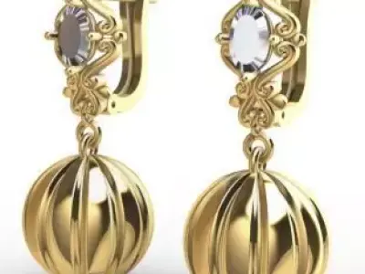 Earring Diamond 3D model Texture 3D print model